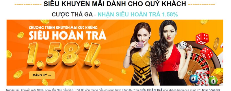 Khuyến mãi Five88 hoàn trả cho thành viên khoản tiền thưởng cực lớn 